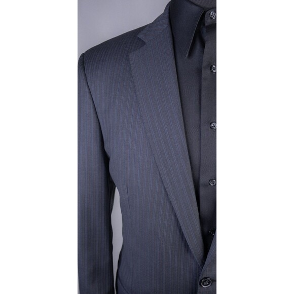 Peter Millar Suit Jacket Blazer Coat Gray Striped Sz 42L Two Button Wool Canada - Picture 5 of 14